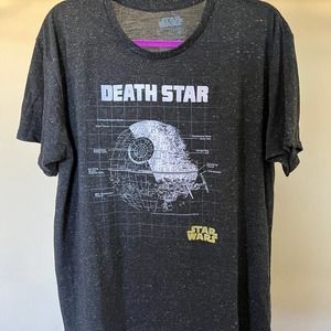 Star Wars Death Star Tshirt Heathered Black SS L
